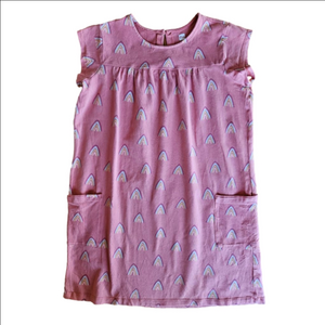 Tea Collection Rainbow Pink Dress With Side Pockets Youth Size 8